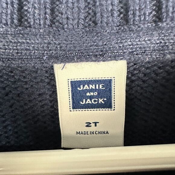 Janie and Jack Boys 2T Crewneck Fair Isle Knit Sweater Blue Green Holidays - Picture 4 of 4